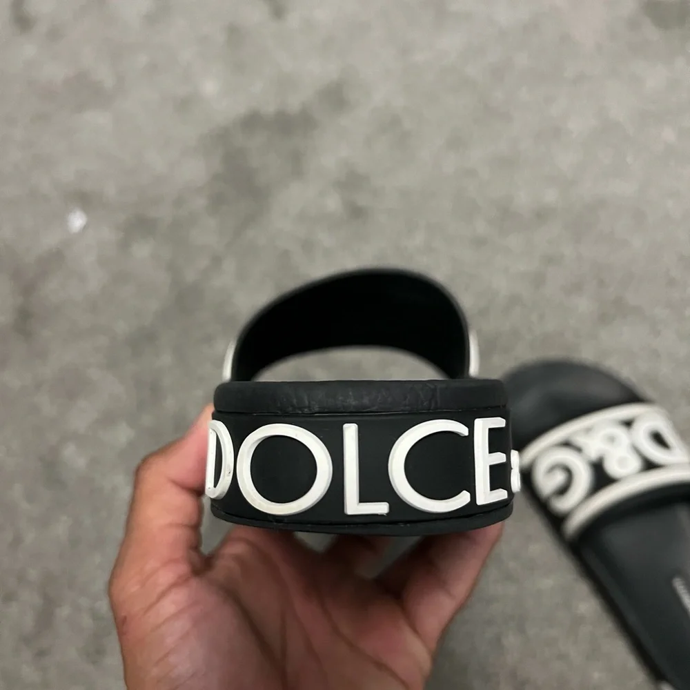 D&G Black & White Logo Slide Sandals - Picture 13 of 14